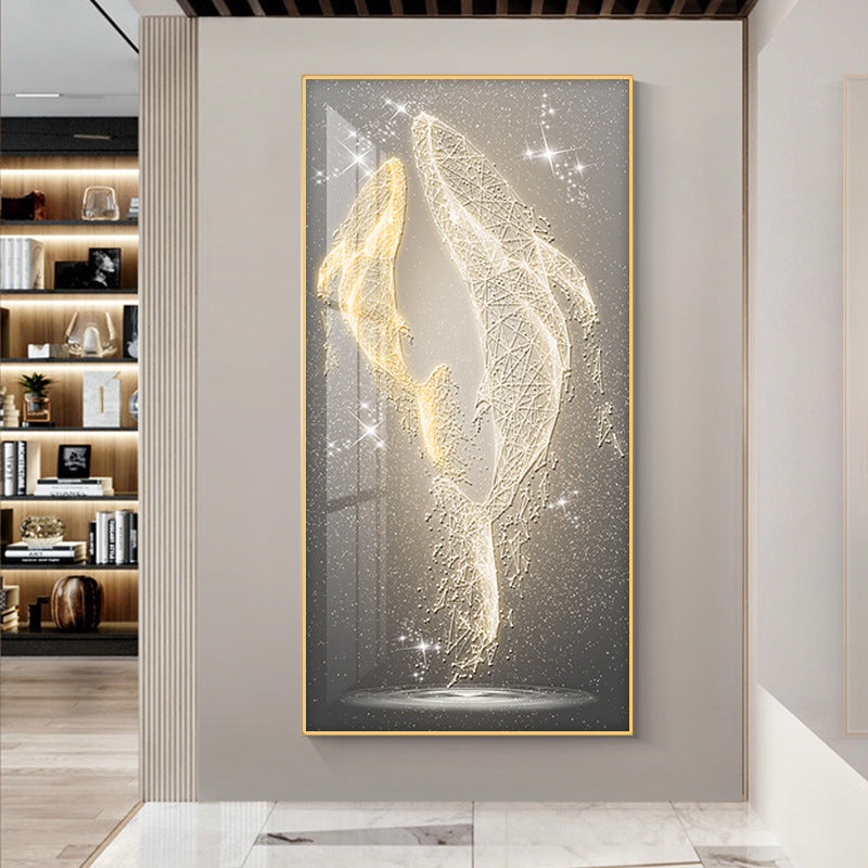 Grand Corridor Whale Wall Art with Fantasy Theme - Light Luxury Style Large Painting for Entrance and Hallway, Creates a Mysterious and Atmospheric Ambiance-ALB