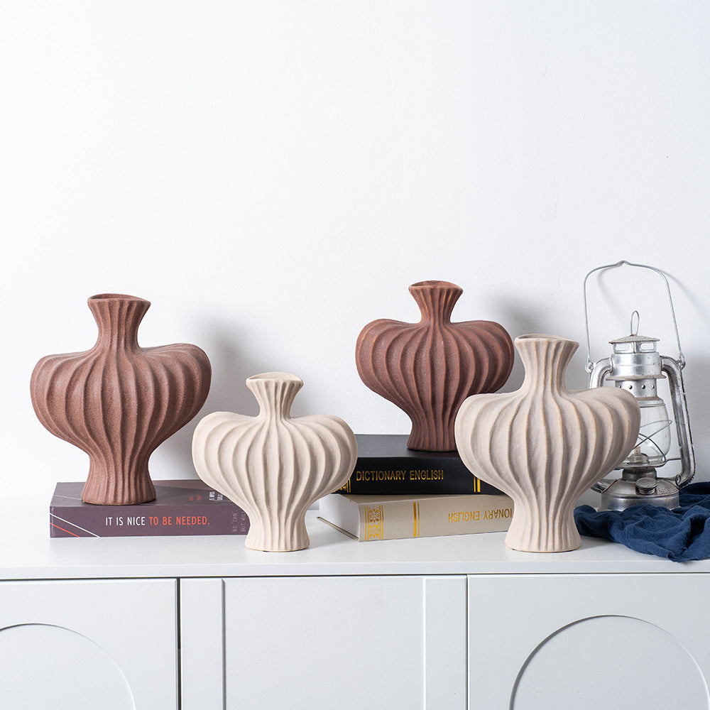 Retro Wabi-Sabi Flower Vase - Light Luxury Desktop Decor, Perfect for Living Room and Office-ALB