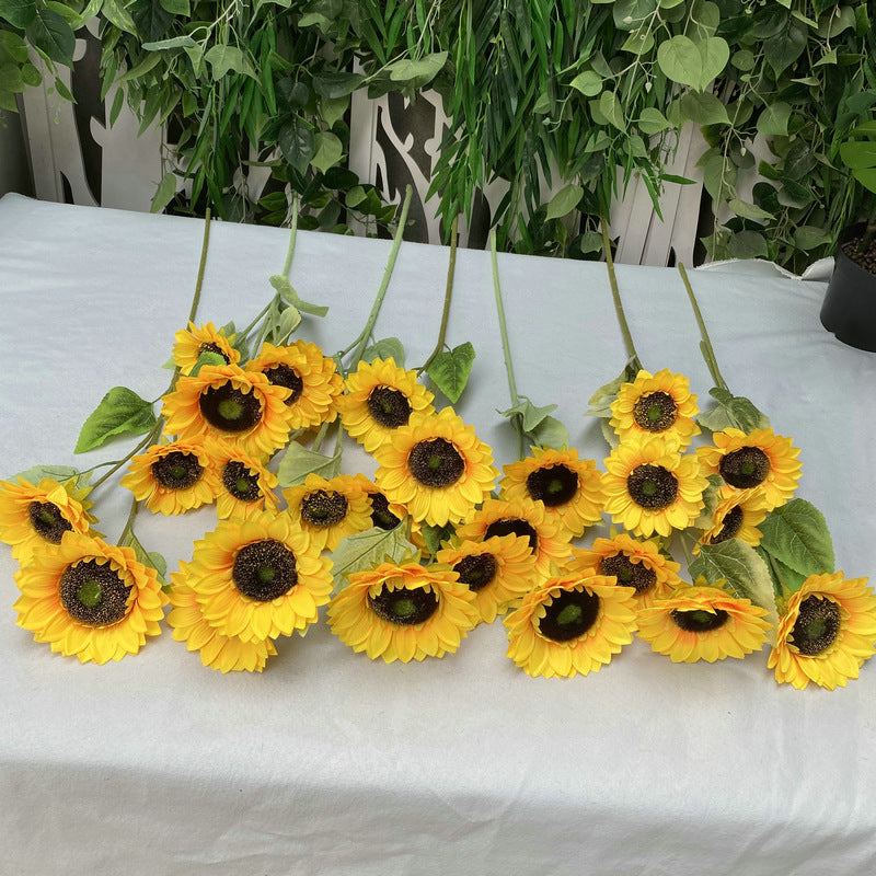 Lifelike Flocking Sunflower Tube for Home Decor - Detachable Design with High-Quality Silk Textile Printing, Adds Natural Elegance to Any Space-ALB