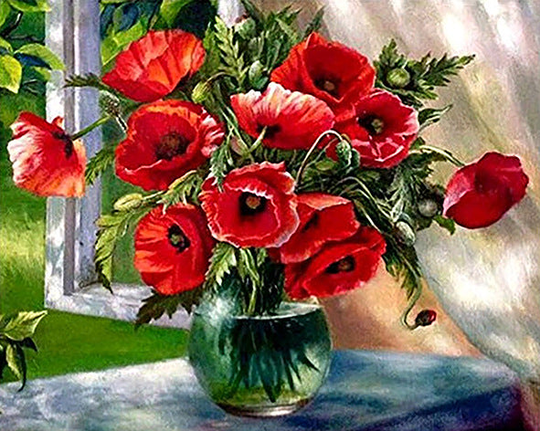 Elegant Floral Digital Painting by Numbers - Features Delicate Daisies in a Landscape, DIY Hand-Painted Masterpiece to Brighten Your Home Decor-ALB