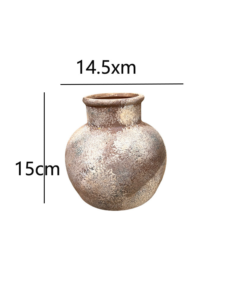 Wabi-Sabi Style Coarse Pottery Vase - Ceramic Vase for Living Room, Study, and Hotel Decor-ALB