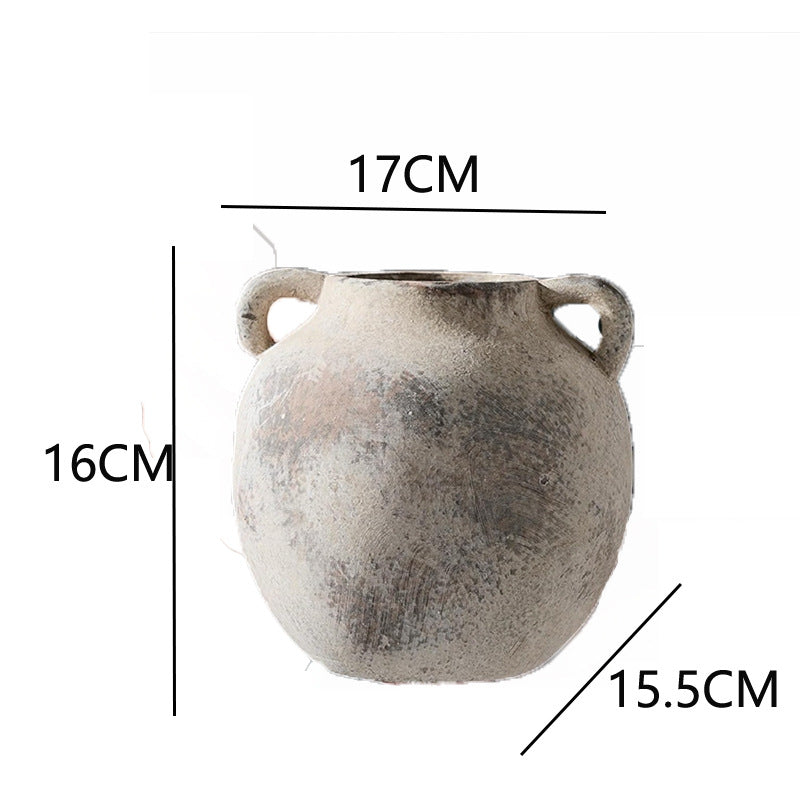 Wabi-Sabi Style Coarse Pottery Vase - Ceramic Vase for Living Room, Study, and Hotel Decor-ALB