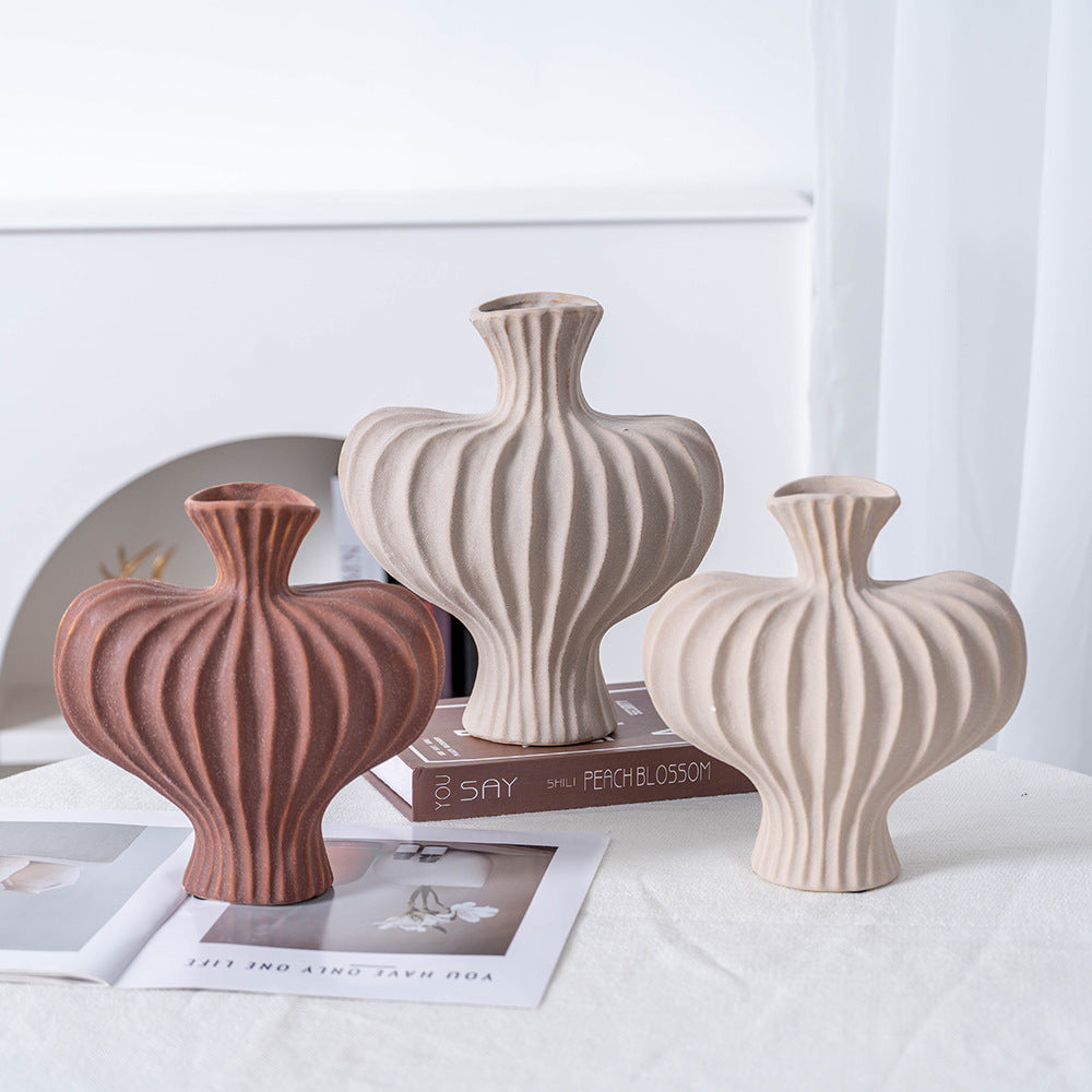 Retro Wabi-Sabi Flower Vase - Light Luxury Desktop Decor, Perfect for Living Room and Office-ALB