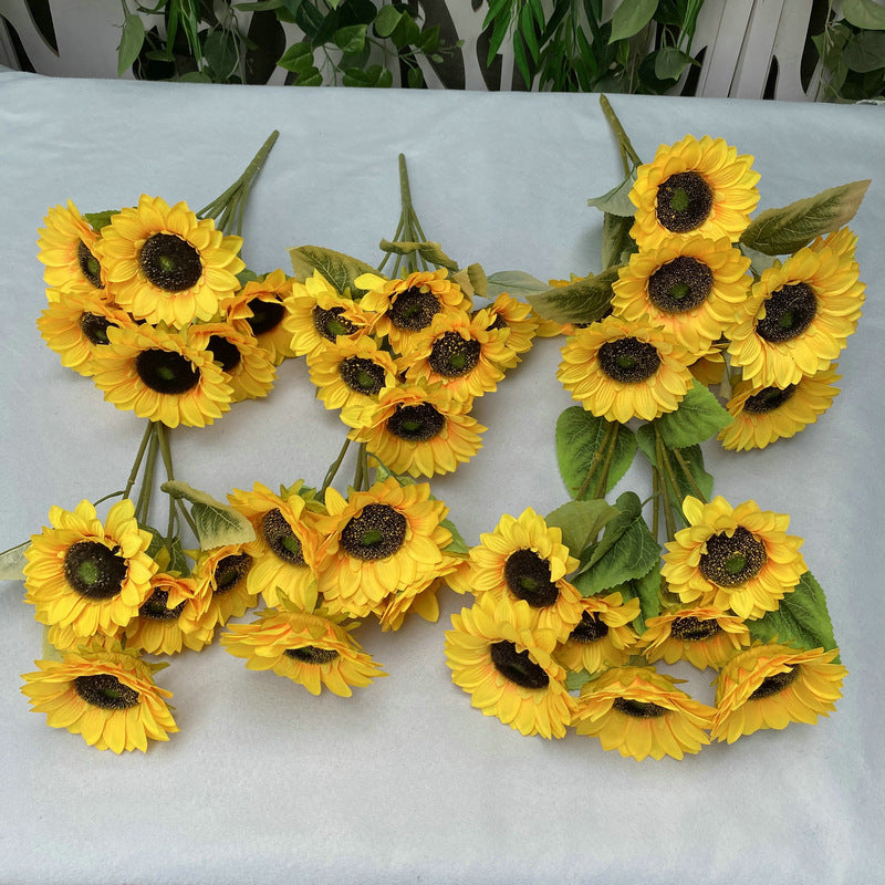 Lifelike Flocking Sunflower Tube for Home Decor - Detachable Design with High-Quality Silk Textile Printing, Adds Natural Elegance to Any Space-ALB