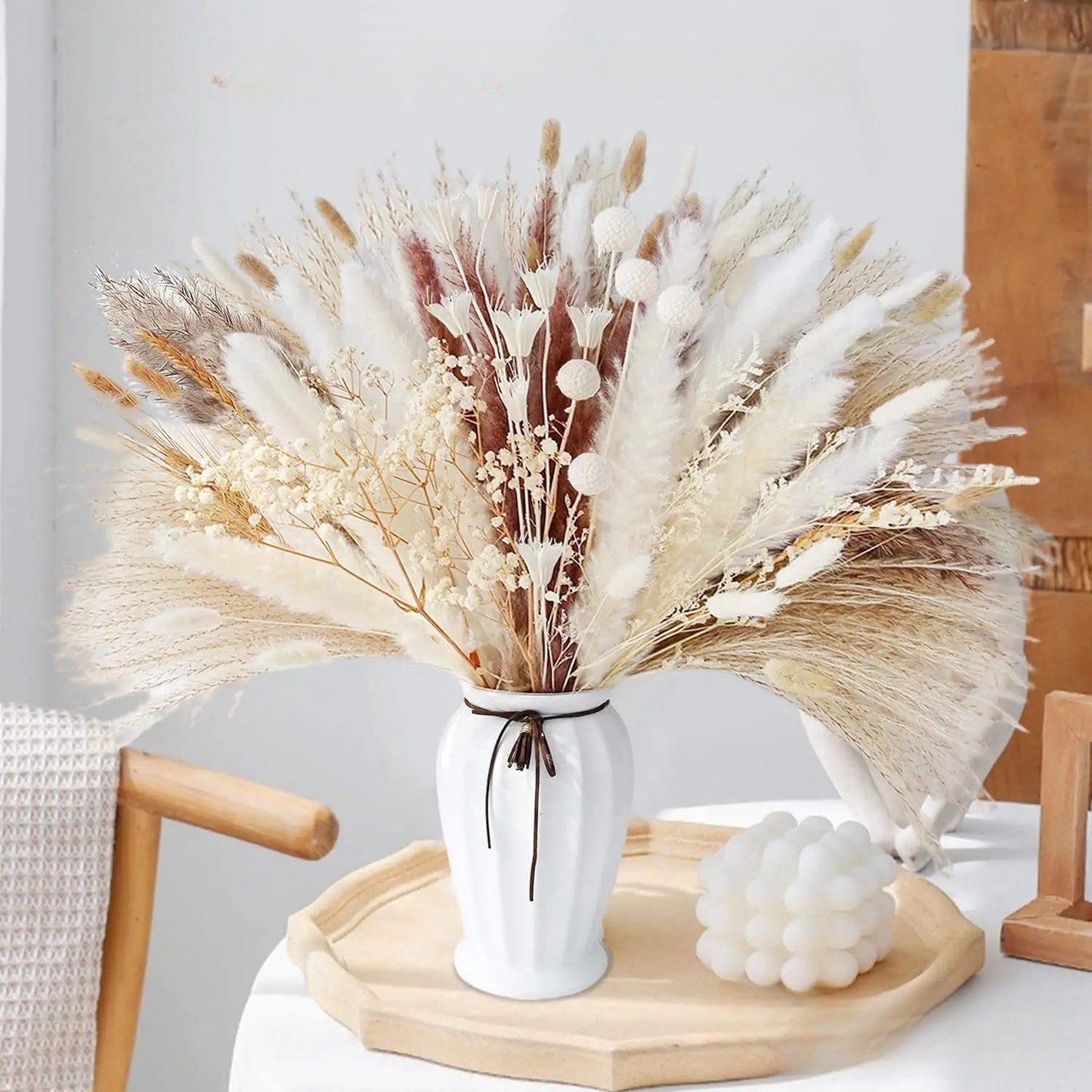 Miniature Reed Dried Flower Bundle - Boho Chic Wedding and Home Decor, Natural Textured Arrangement for Table Settings-ALB