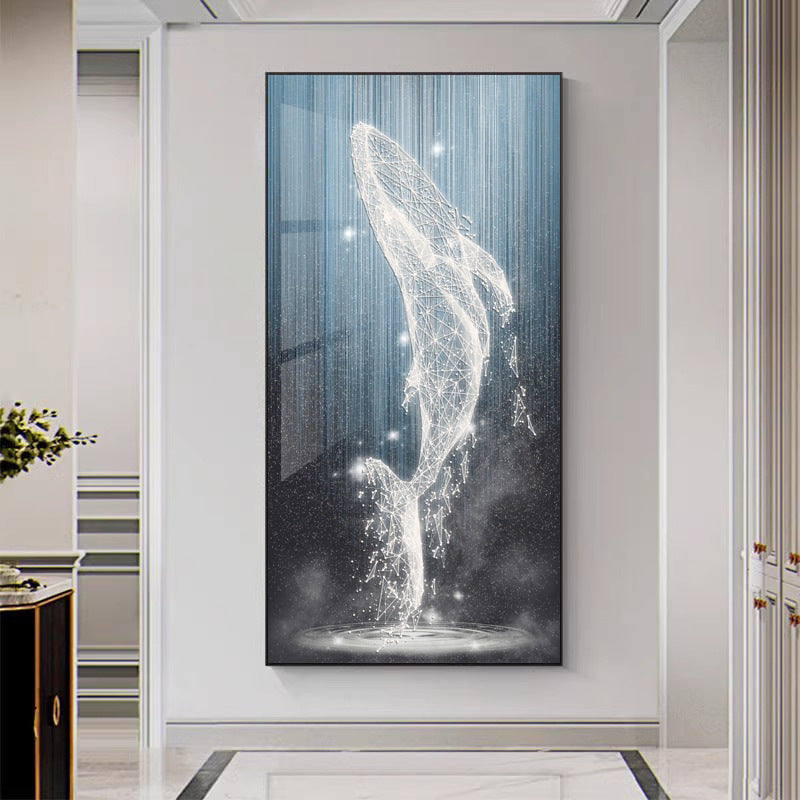Grand Corridor Whale Wall Art with Fantasy Theme - Light Luxury Style Large Painting for Entrance and Hallway, Creates a Mysterious and Atmospheric Ambiance-ALB