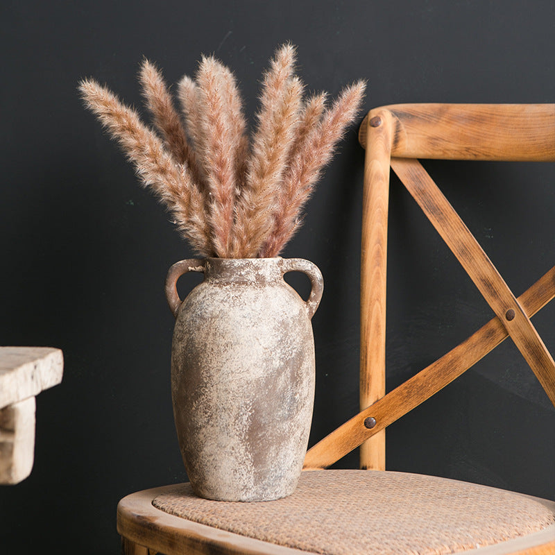 Wabi-Sabi Style Coarse Pottery Vase - Ceramic Vase for Living Room, Study, and Hotel Decor-ALB