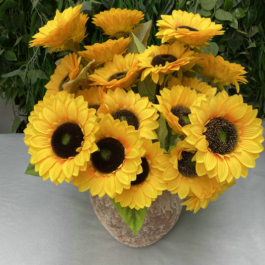 Lifelike Flocking Sunflower Tube for Home Decor - Detachable Design with High-Quality Silk Textile Printing, Adds Natural Elegance to Any Space-ALB