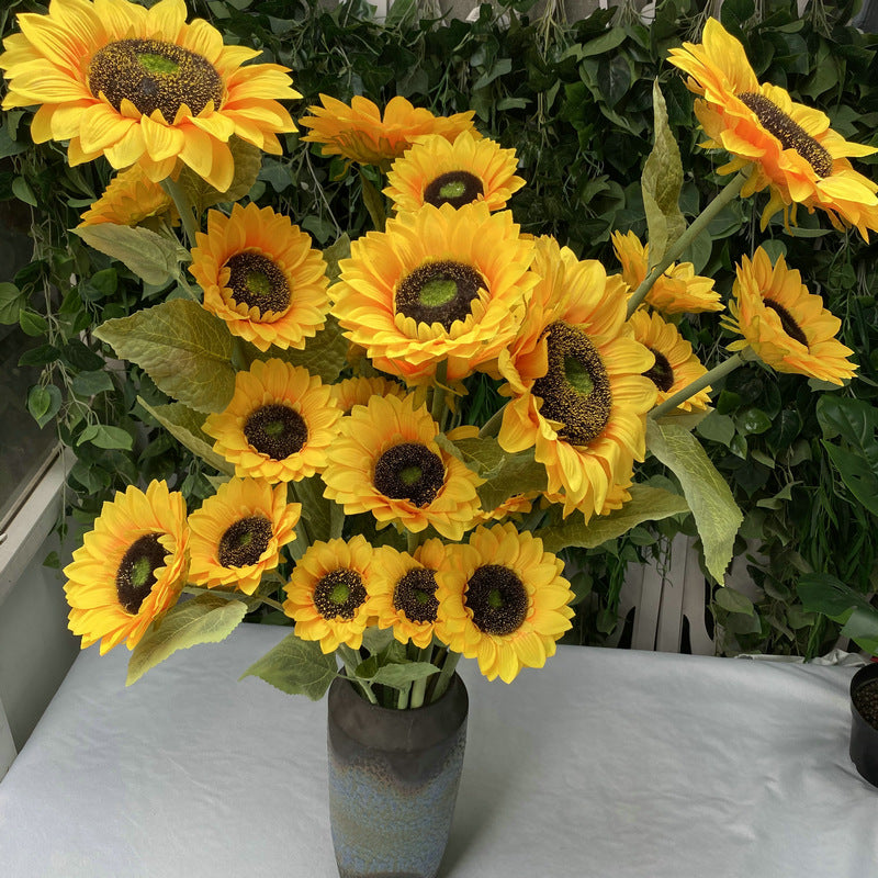 Lifelike Flocking Sunflower Tube for Home Decor - Detachable Design with High-Quality Silk Textile Printing, Adds Natural Elegance to Any Space-ALB