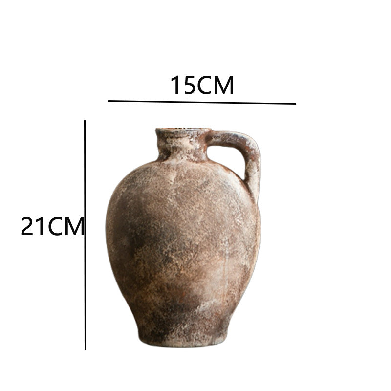Wabi-Sabi Style Coarse Pottery Vase - Ceramic Vase for Living Room, Study, and Hotel Decor-ALB