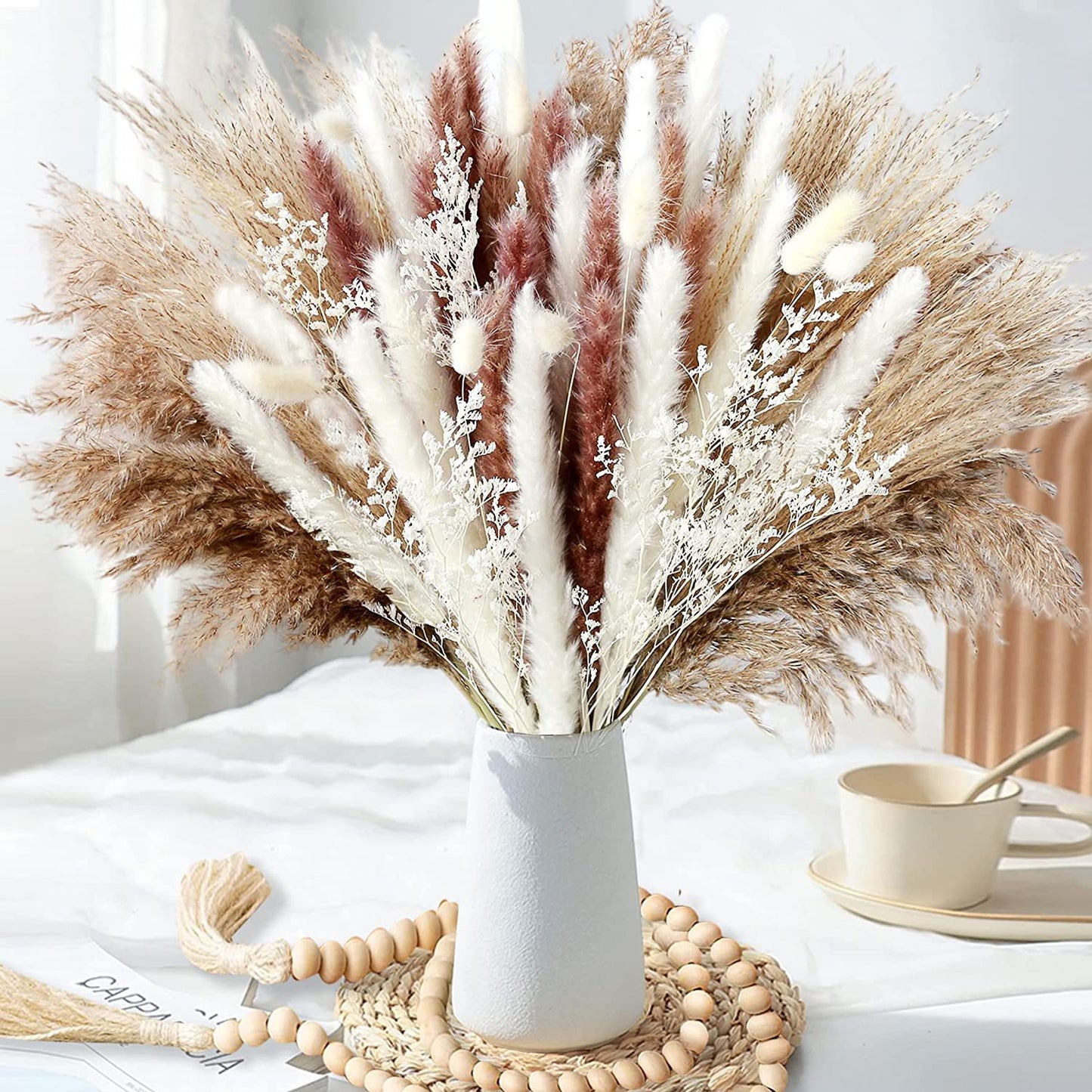 Miniature Reed Dried Flower Bundle - Boho Chic Wedding and Home Decor, Natural Textured Arrangement for Table Settings-ALB