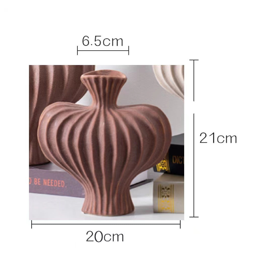 Retro Wabi-Sabi Flower Vase - Light Luxury Desktop Decor, Perfect for Living Room and Office-ALB
