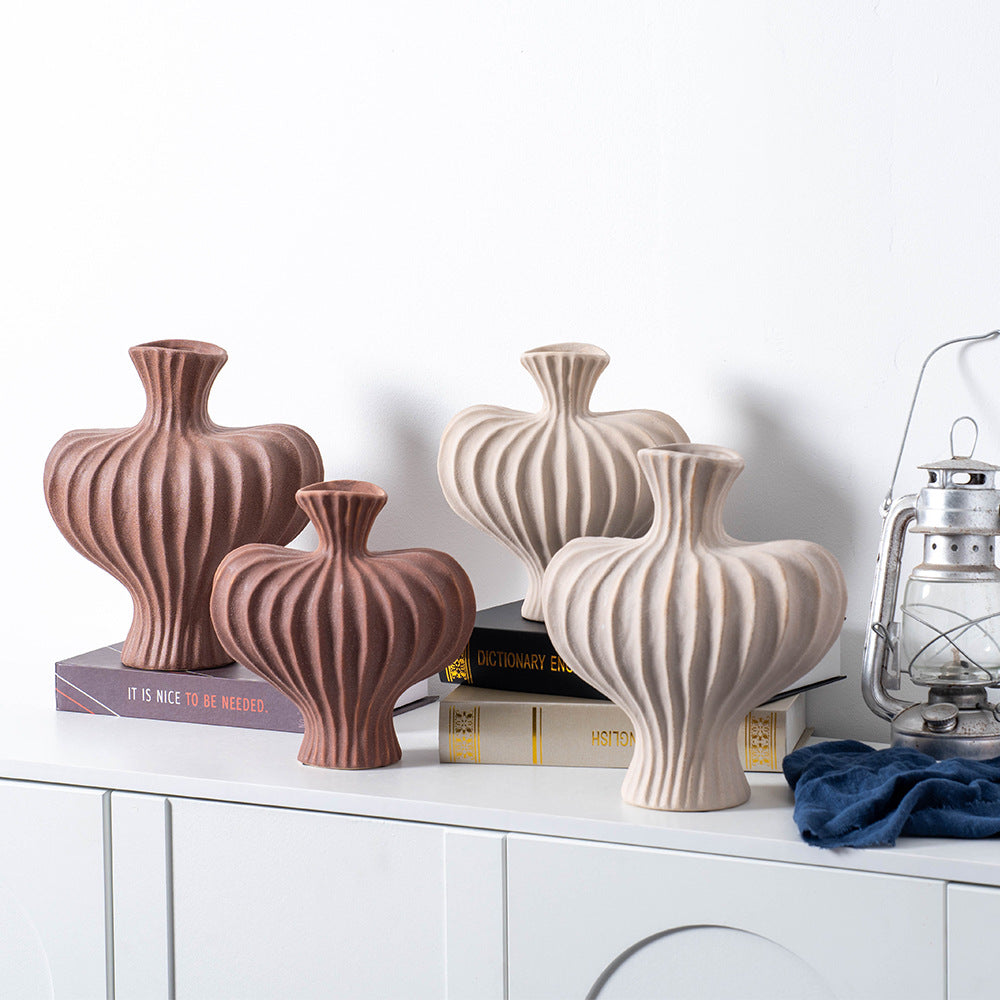 Retro Wabi-Sabi Flower Vase - Light Luxury Desktop Decor, Perfect for Living Room and Office-ALB