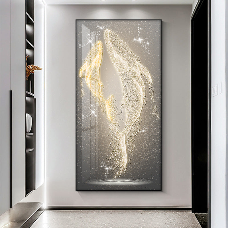 Grand Corridor Whale Wall Art with Fantasy Theme - Light Luxury Style Large Painting for Entrance and Hallway, Creates a Mysterious and Atmospheric Ambiance-ALB