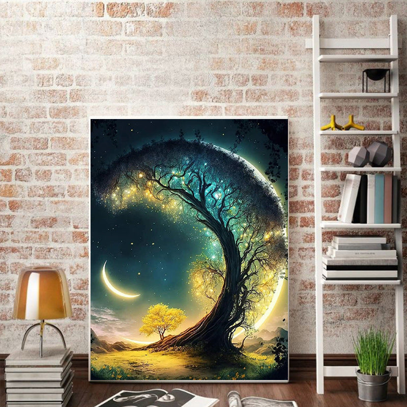 5D Full Drill Diamond Painting Kit - Moon and Tree Design, DIY Art Craft for Home Decor-ALB