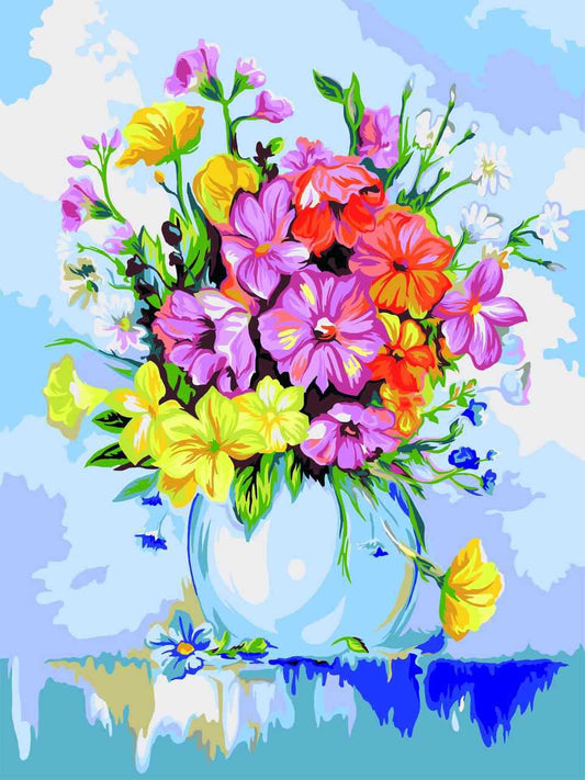 Elegant Floral Digital Painting by Numbers - Features Delicate Daisies in a Landscape, DIY Hand-Painted Masterpiece to Brighten Your Home Decor-ALB