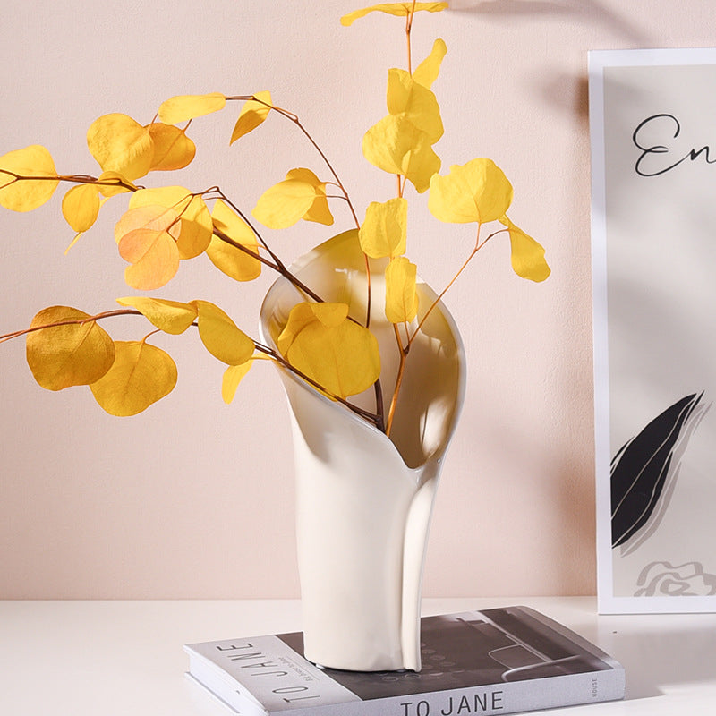 Decorative Centerpiece Ceramic Vase - Features a Wide Mouth for Easy Styling, Complements Both Dry and Fresh Flowers Beautifully-ALB