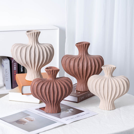 Retro Wabi-Sabi Flower Vase - Light Luxury Desktop Decor, Perfect for Living Room and Office-ALB