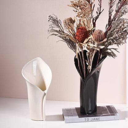 Decorative Centerpiece Ceramic Vase - Features a Wide Mouth for Easy Styling, Complements Both Dry and Fresh Flowers Beautifully-ALB