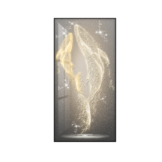 Grand Corridor Whale Wall Art with Fantasy Theme - Light Luxury Style Large Painting for Entrance and Hallway, Creates a Mysterious and Atmospheric Ambiance-ALB