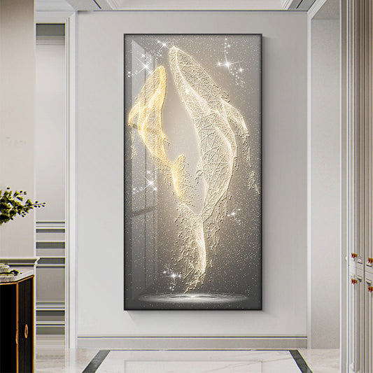 Grand Corridor Whale Wall Art with Fantasy Theme - Light Luxury Style Large Painting for Entrance and Hallway, Creates a Mysterious and Atmospheric Ambiance-ALB