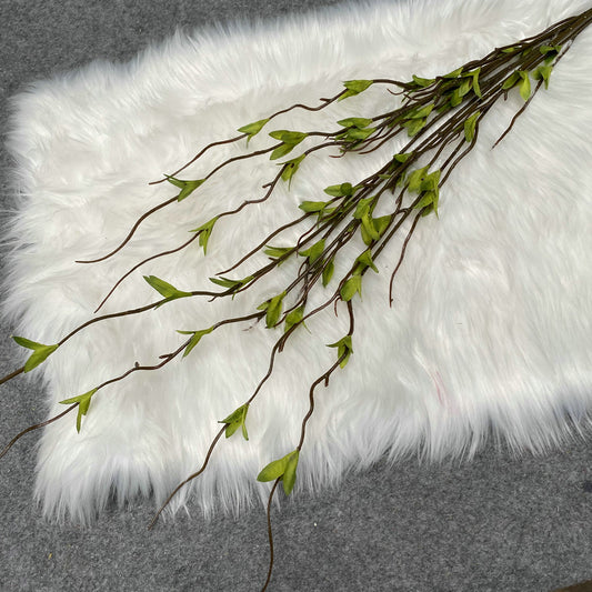 Handcrafted Simulation Leaves with Multiple Forks - Silk Material Dragon Whisker Autumn Leaves, Perfect for Enhancing Hotel and Living Room Ambiance-ALB