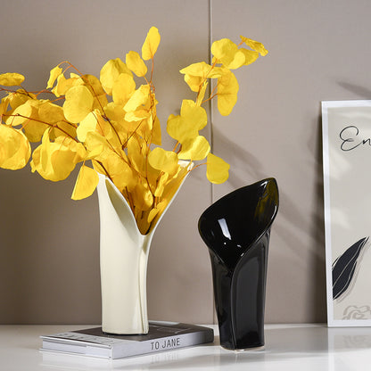 Decorative Centerpiece Ceramic Vase - Features a Wide Mouth for Easy Styling, Complements Both Dry and Fresh Flowers Beautifully-ALB