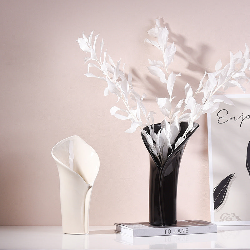 Decorative Centerpiece Ceramic Vase - Features a Wide Mouth for Easy Styling, Complements Both Dry and Fresh Flowers Beautifully-ALB