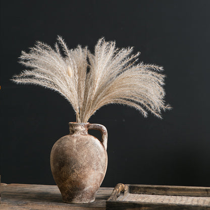 Wabi-Sabi Style Coarse Pottery Vase - Ceramic Vase for Living Room, Study, and Hotel Decor-ALB