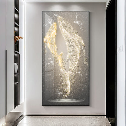Grand Corridor Whale Wall Art with Fantasy Theme - Light Luxury Style Large Painting for Entrance and Hallway, Creates a Mysterious and Atmospheric Ambiance-ALB