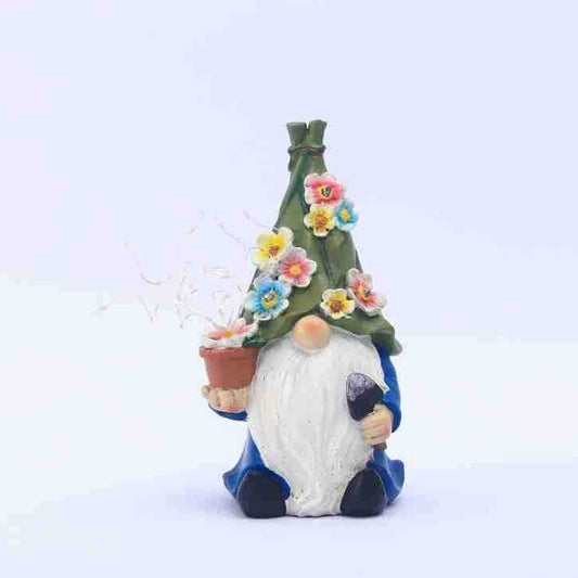 Automatic Solar Gnome Statue for Garden - Eco-Friendly Light-Up Ornament, Durable Resin Construction for Year-Round Outdoor Use-ALB